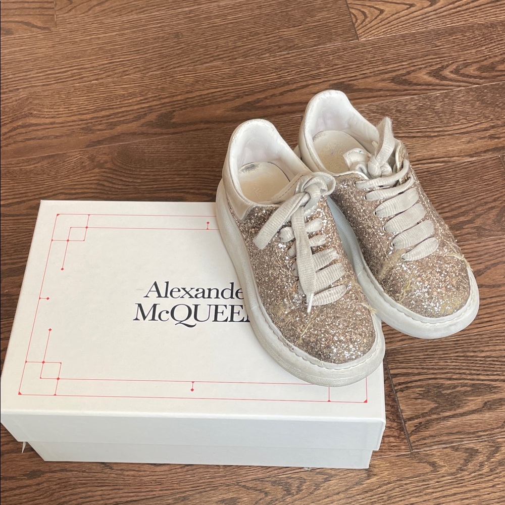Alexander McQueen Gold Glitter Sneakers size 30